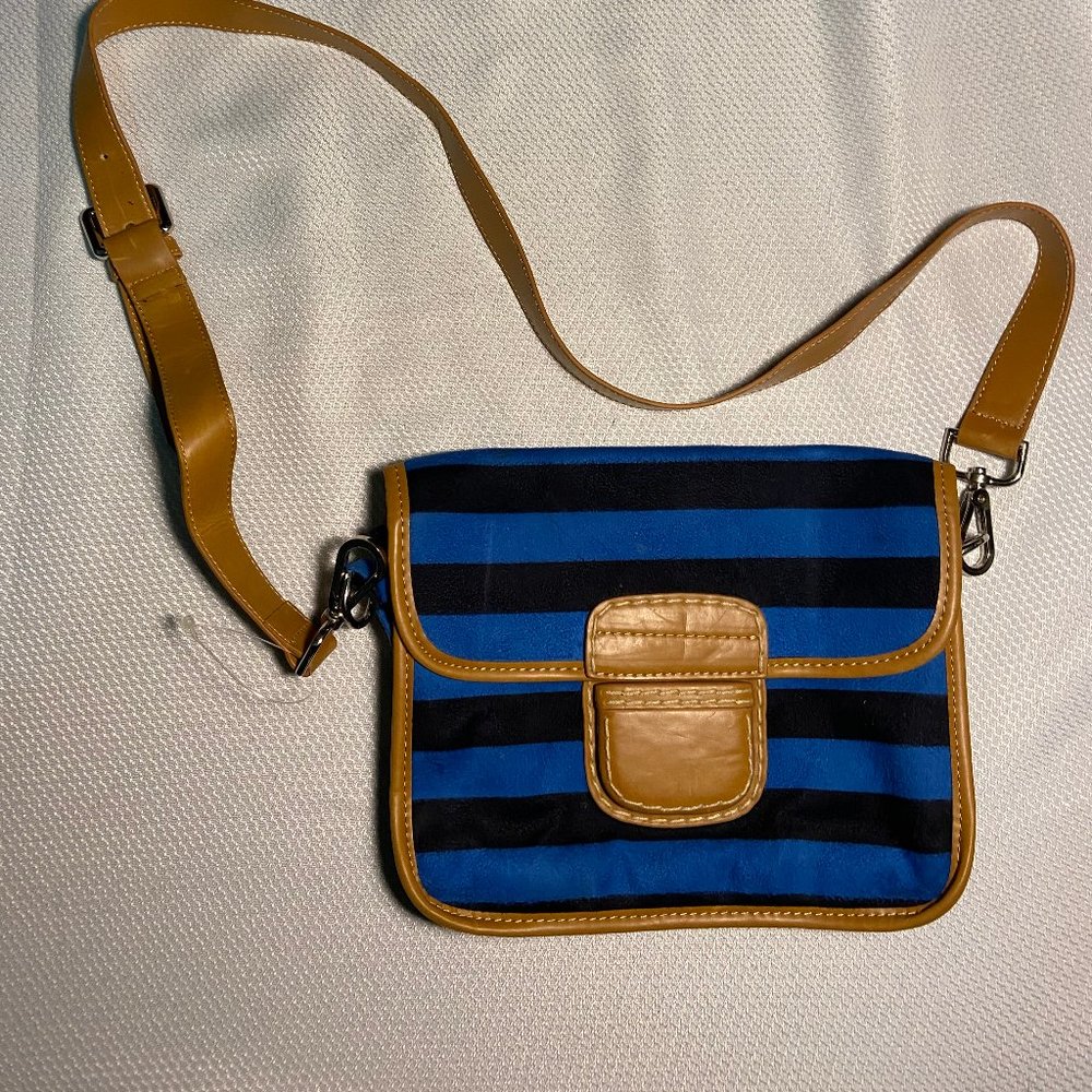 Chico's Crossbody Blue Suede Stripe Bag
